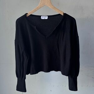 LNA Clothing Baloon Sleeved V-neck Top